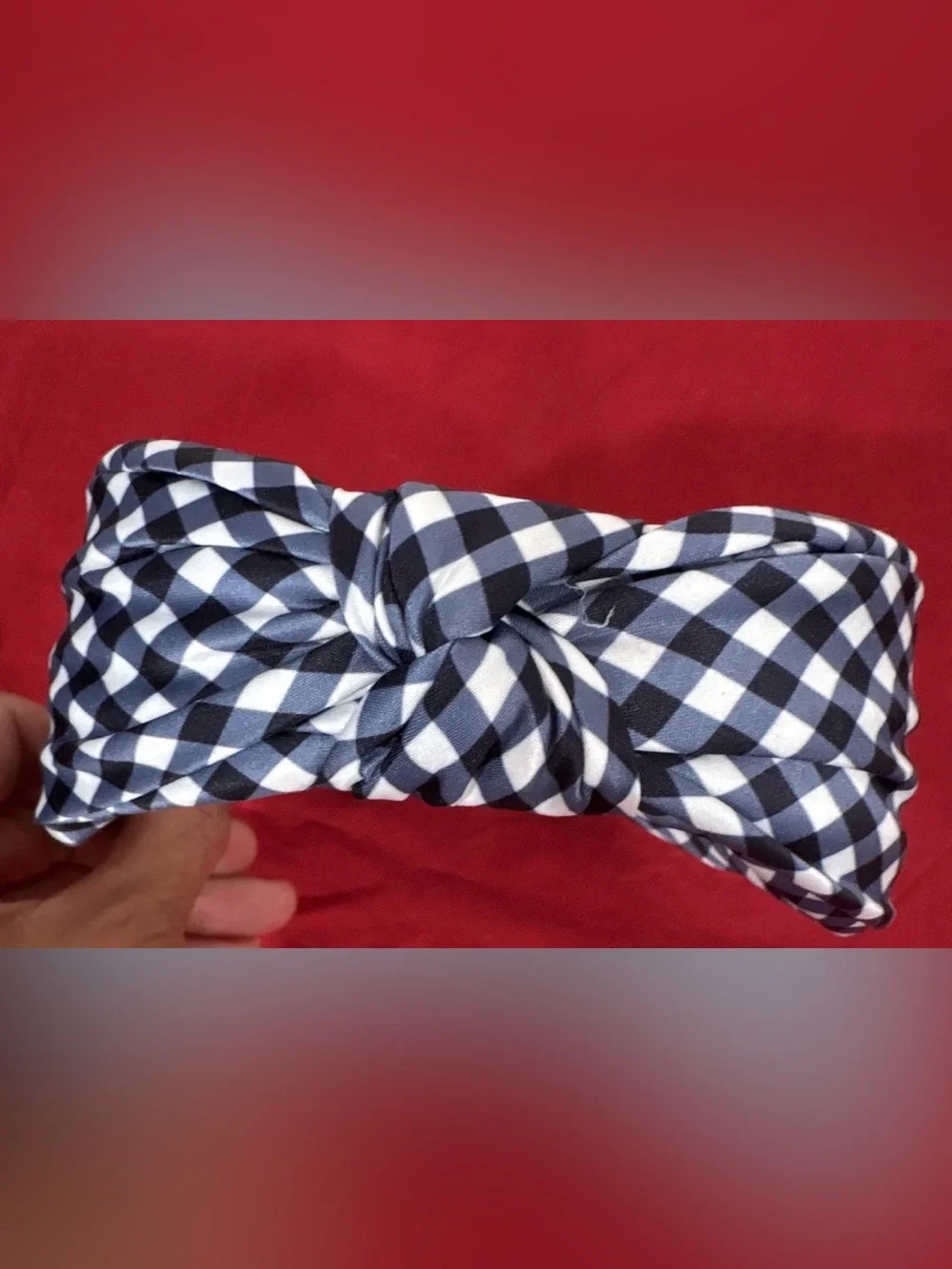 Black & White Gingham Knot Headband - Women Accessories